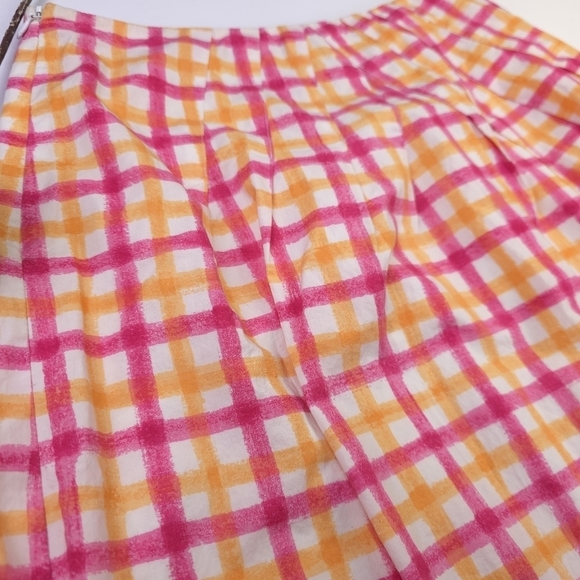 Talbots Plaid Pink and Orange Cotton Plaid Women's Skirt Sz 8 - Picture 7 of 8
